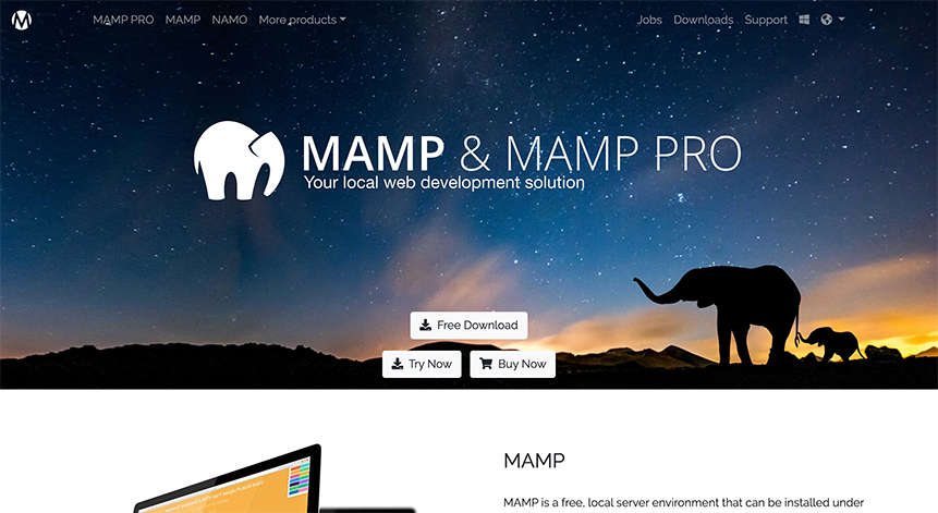 MAMPのサイトトップキャプチャー画像